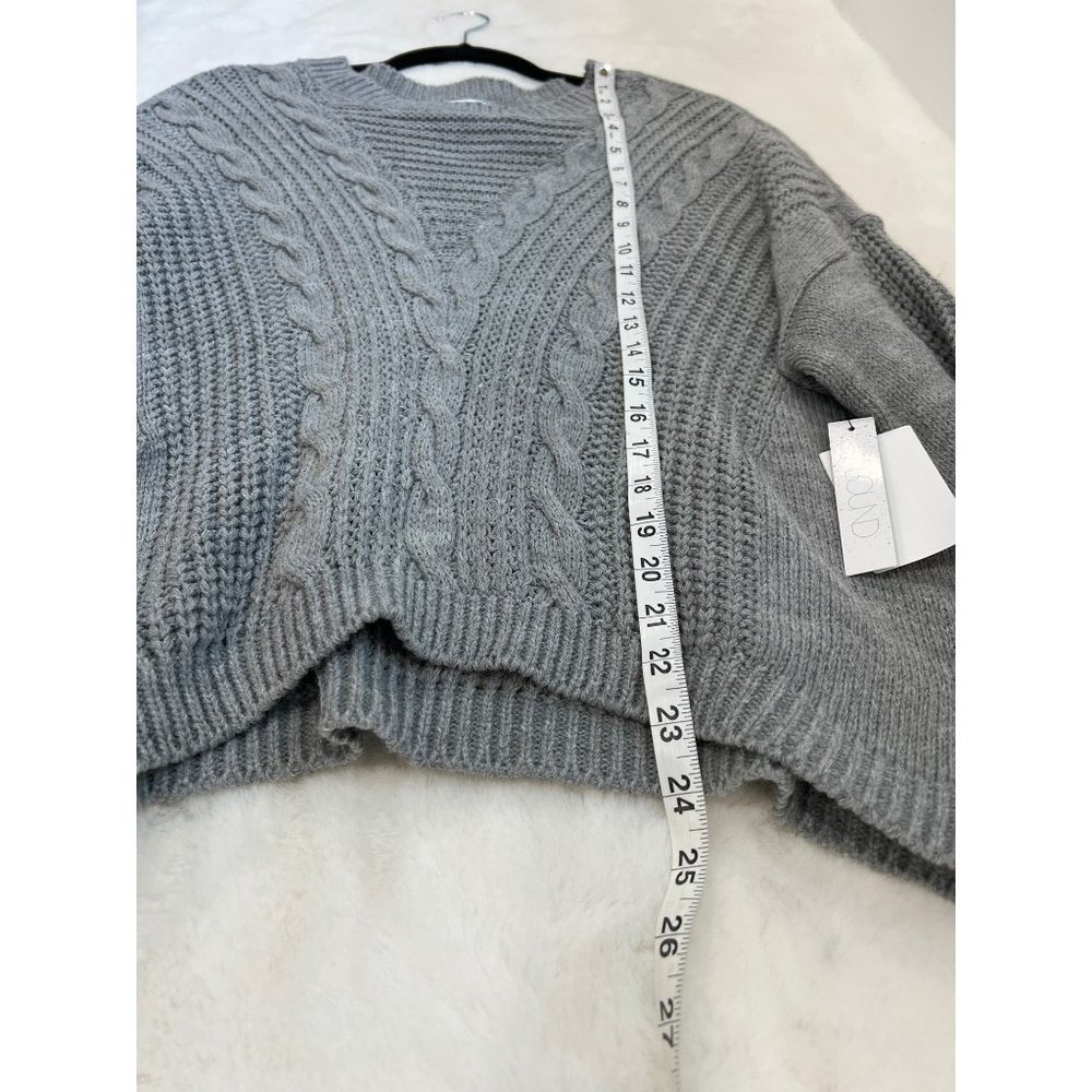 NWT Abound Size L Grey Heather Cable Knit Crew Neck Pullover Sweater - Picture 8 of 12
